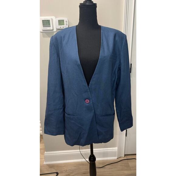 Vintage 100% Linen Single Breasted Lined Blazer Jacket Classic - Women's Size 10 - Picture 6 of 10